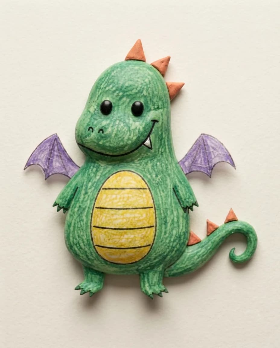 The dragon as a real sculpted object on paper
