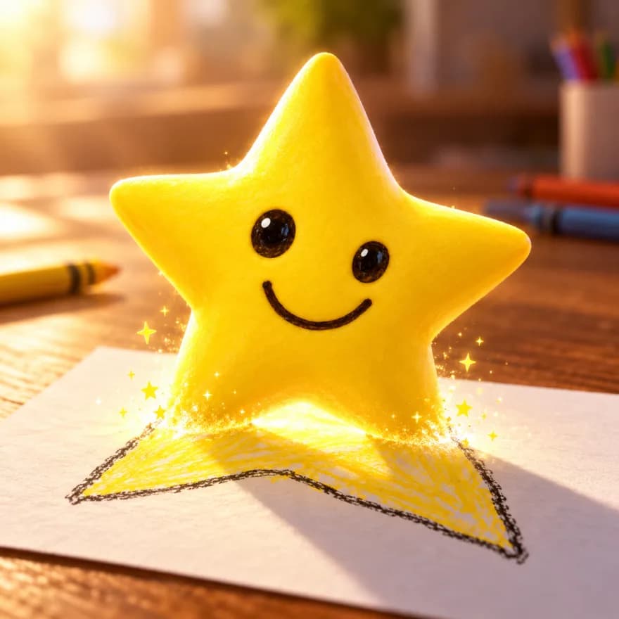 A smiling yellow star — It comes to life